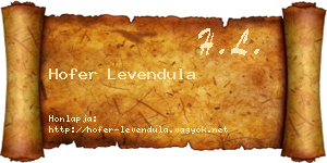 Hofer Levendula névjegykártya